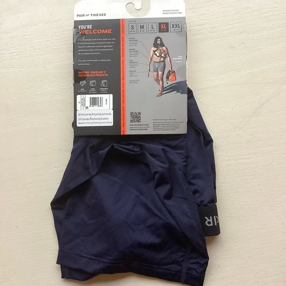 Pair of Thieves Navy Blue Long Boxer Briefs,‎ Size XL